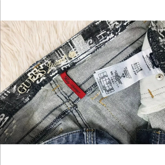 90s GUESS flirty straight parched distress denim jeans size 27 - Picture 8 of 8